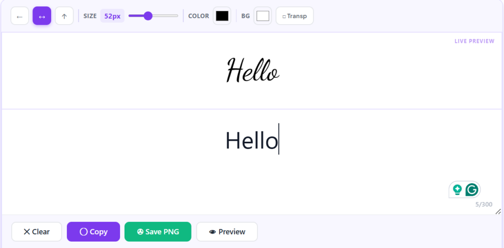 Type Hello  in our Cursive Generator