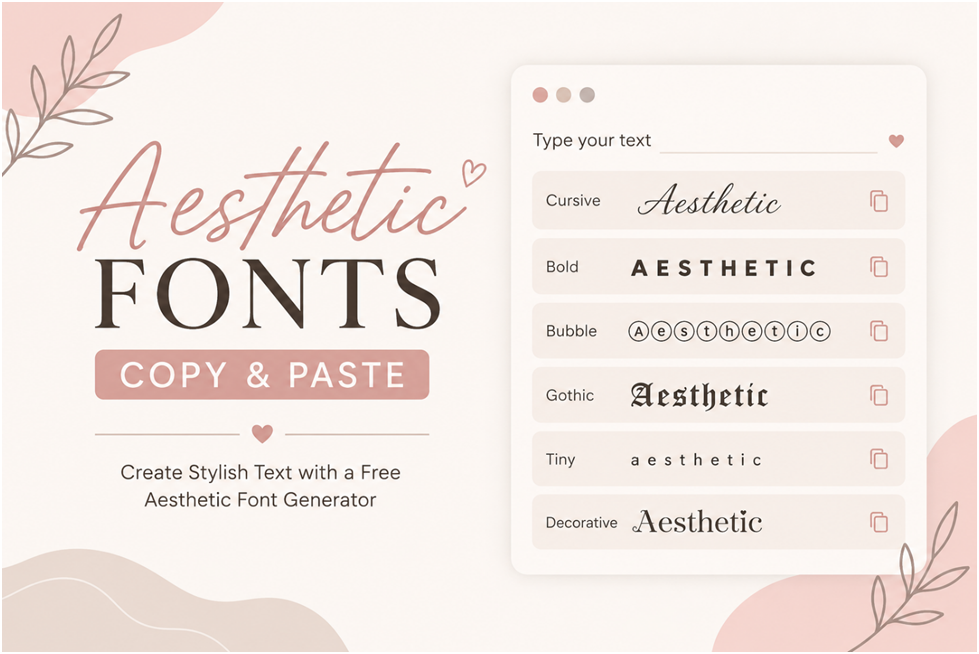Aesthetic fonts examples in soft, retro and cute styles