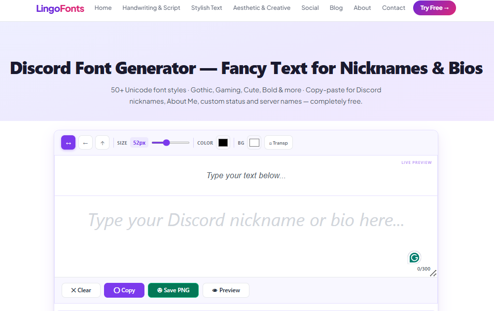 Discord Font Generator's layout