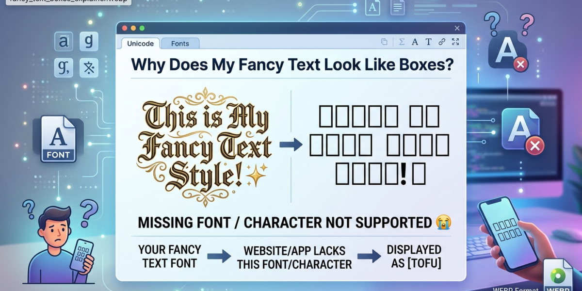 Fancy text looks like boxes on a screen without the right glyph support
