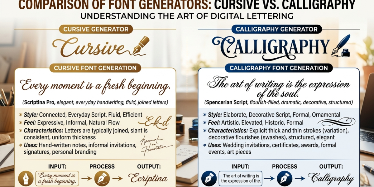 Cursive vs. calligraphy comparison showing handwriting speed versus artistic lettering