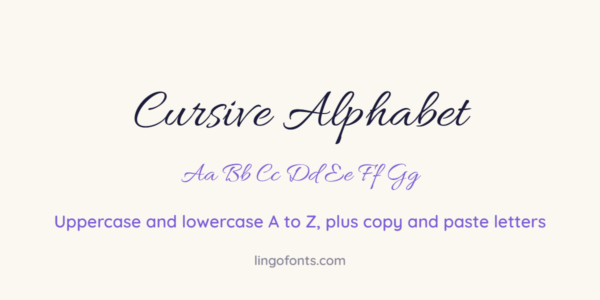 Cursive alphabet: uppercase and lowercase cursive letters A to Z