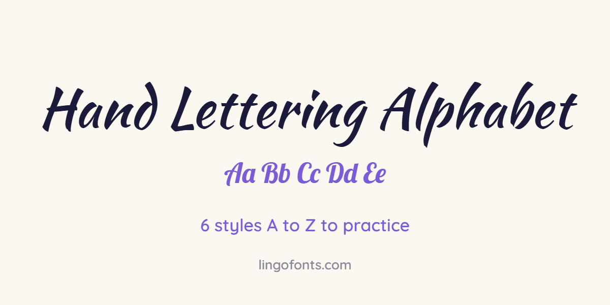 Hand lettering alphabet: brush script, marker and retro sign letter styles